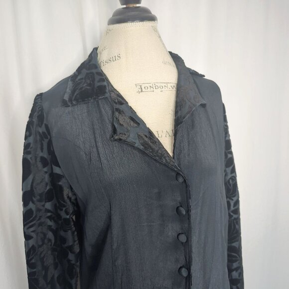 Vintage Sterling Maxi Dress Large Black Goth Kaftan - Picture 2 of 8